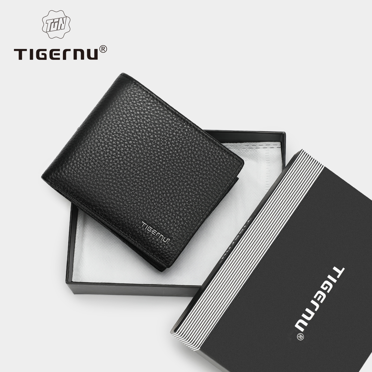 Tigernu 100% 本革メンズ財布デザイナーメンズ財布カード財布男性小銭バッグ高品質の高級男性財布