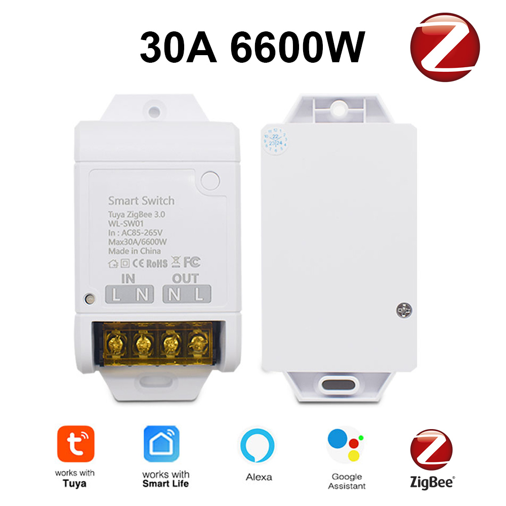 Tuya ZigBee 20A/30A スマートサーキットブレーカースイッチ Tuya スマートホームオートメーションオン/オフコントローラモールドル