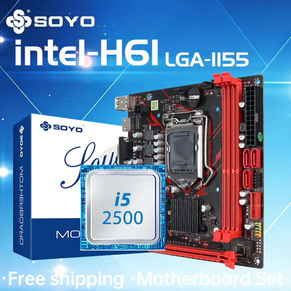 SOYO H61 ゲーミングマザーボードキットインテル LGA1155 CPU i5 2500 DDR3 メモリ M.2 SATA デスクトップコンピュータコンポーネント