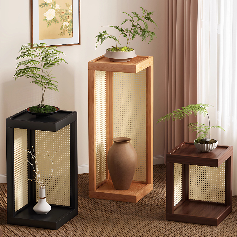 天然木の植物スタンド床置き植木鉢ホルダー用リビングルームモデルテレビキャビネットサイドテーブル現代プランターディスプレイラック