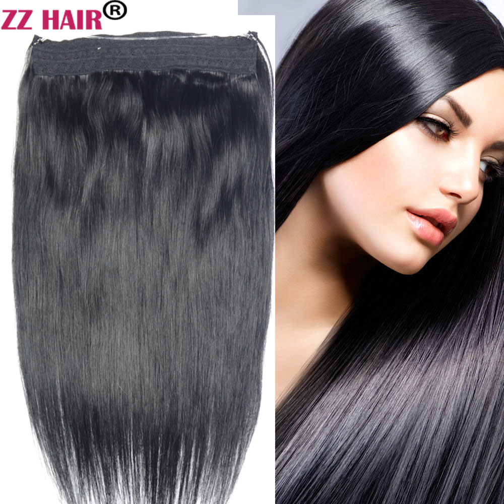 ZZHAIR 100% ブラジル人レミーヘアエクステンション 16 "-22" フィッシュライン 80 グラム 100 グラムクリップなし 1 個ワンピースセットナチュラルストレート