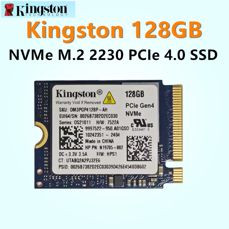 OEM パッケージ Kingston SSD 128GB M.2 2230 NVMe PCIe 4.0 内蔵ソリッド ステート ドライブ