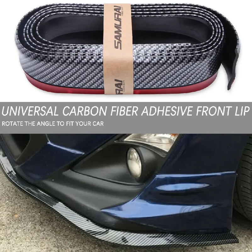 2.5 メートル車ユニバーサルフロントバンパーリッププロテクターセパレーターボディキットスポイラーバンパー車のドアバンパー炭素繊維ゴムトリムストリップ