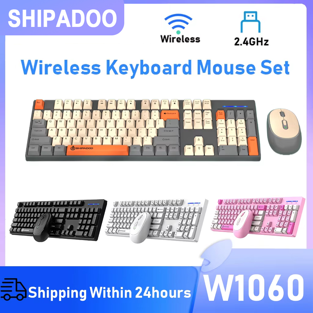 Shipadoo 2.4G USB Wireless Keyboard Mouse Set,Full Size Wireless Gaming Mouse Keyboard Combo For PC Notebook Laptop Office Home