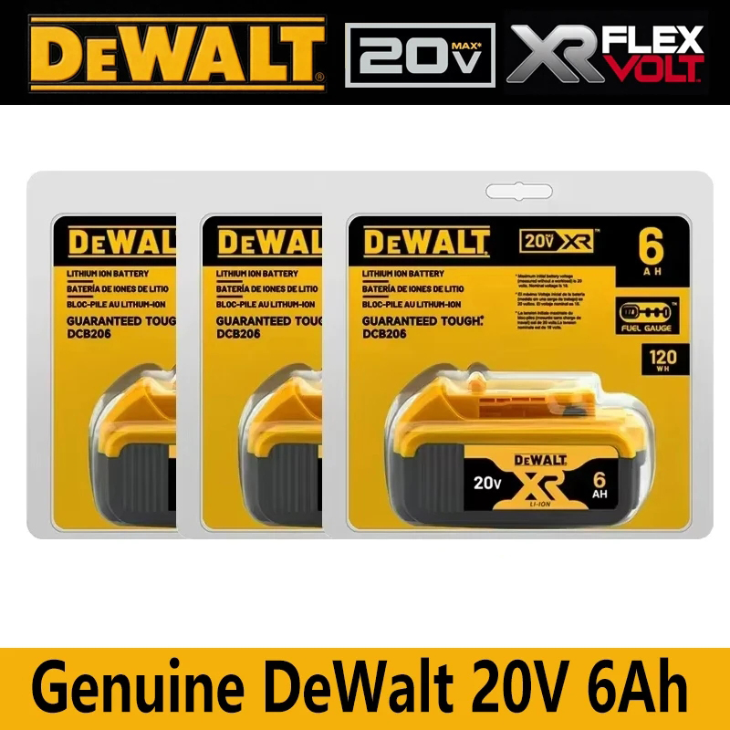 DeWalt 100% オリジナルバッテリー 20V 6000mAh リチウムイオン電池 DCB206 DCB205 DCB204 DCB200 DeWalt 電動工具バッテリー航空輸送