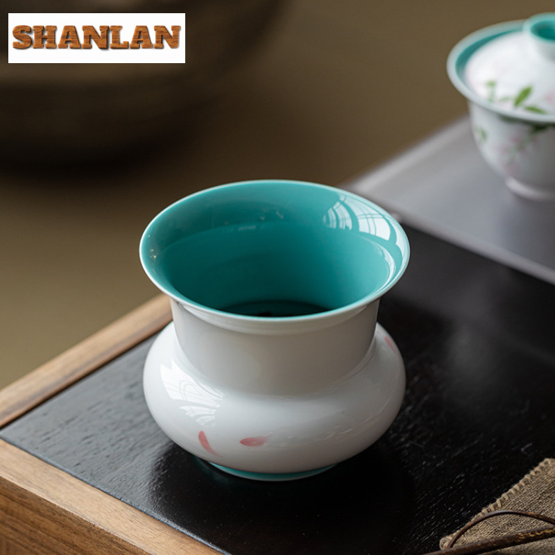 360 ミリリットルターコイズグリーン白磁 Jianshui 茶洗浄茶ダストシリンダーバレル茶残留物バレル家庭用 Chaxi 装飾品
