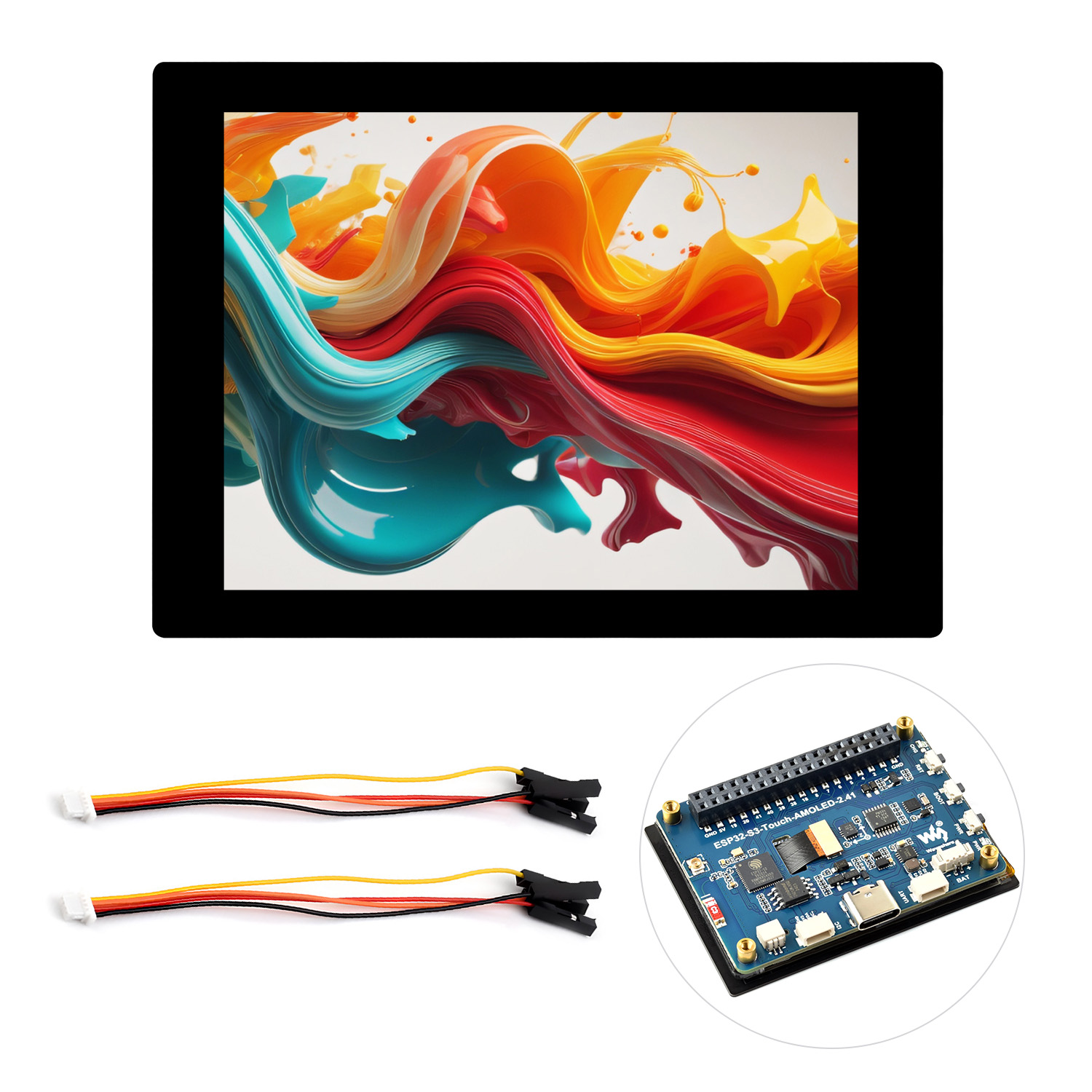 Waveshare ESP32-S3 2.41 インチ AMOLED タッチ ディスプレイ開発ボード、オンボード加速度計およびジャイロスコープ センサー、ESP32 ディスプレイ付き