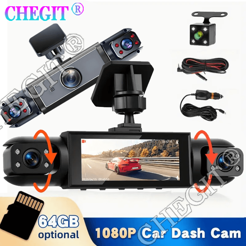 360° 車 DVR 1080P ビデオレコーダー ダッシュカム 車用 3/4 レンズ フロント右リアビューカメラ ナイトビジョン 24H 駐車監視カメラ