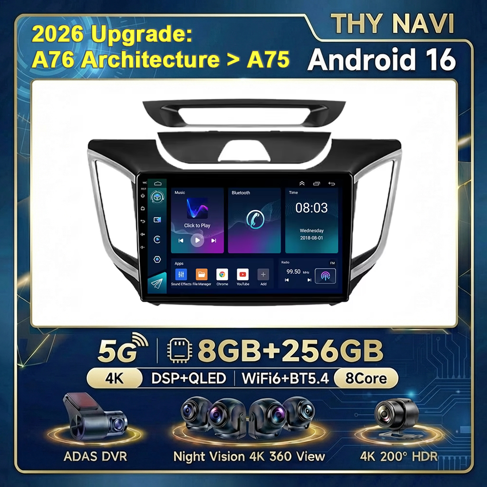 アンドロイド 16 ヒュンダイクレタ IX25 2015 2016 2017 - 2019 カーラジオマルチメディアプレーヤー 4 グラム 5 グラム GPS ナビゲーション Carplay アンドロイド自動