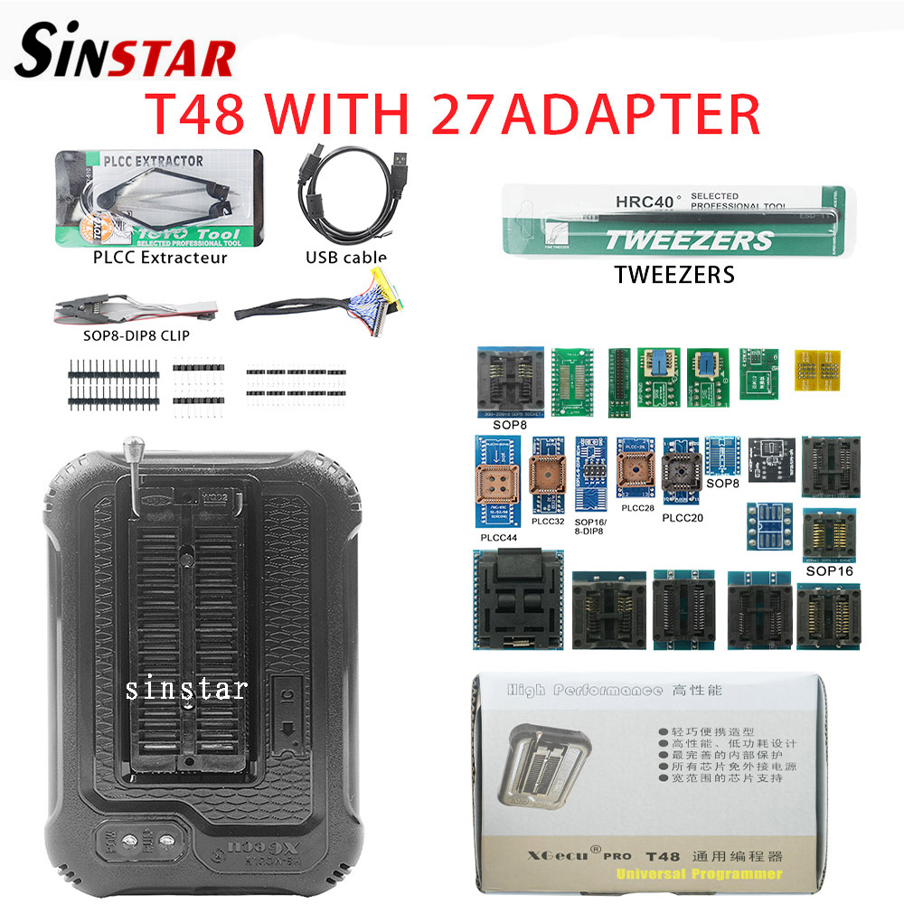 XGecu T48 [TL866-3G] プログラマ アダプタ セットは、EPROM/MCU/SPI/Nor/NAND フラッシュ/EMMC/IC テスター用 31000 IC をサポート