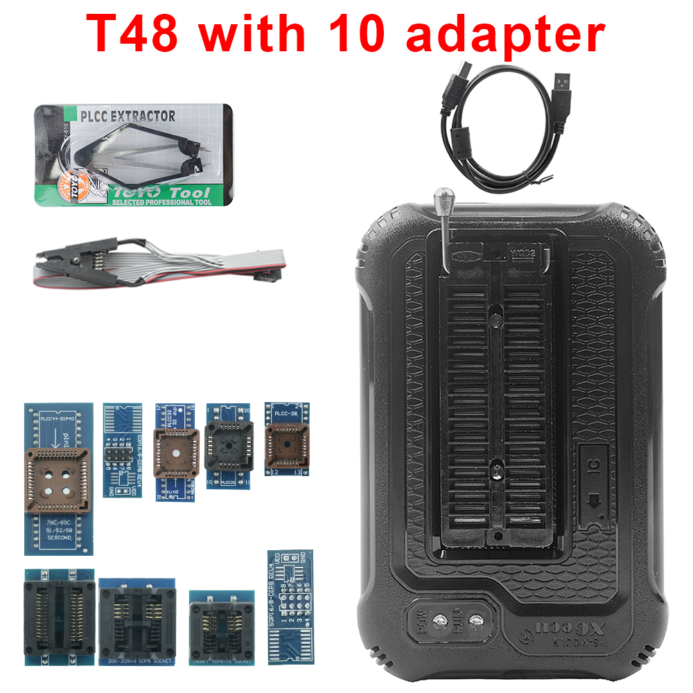 T48 (TL866-3G) プログラマー アダプタ キット付き SPI/Nor/NAND フラッシュ/EMMC BGA/TSOP/SOP/PLCC XGecu 用 31000 IC をサポート
