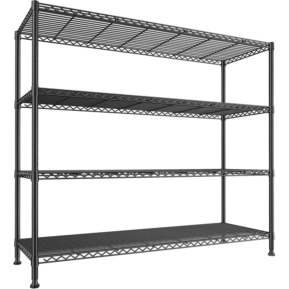 45.3W x 63H x 17.7D 4段ワイヤーメタル収納棚、パントリー棚付きキッチンラック