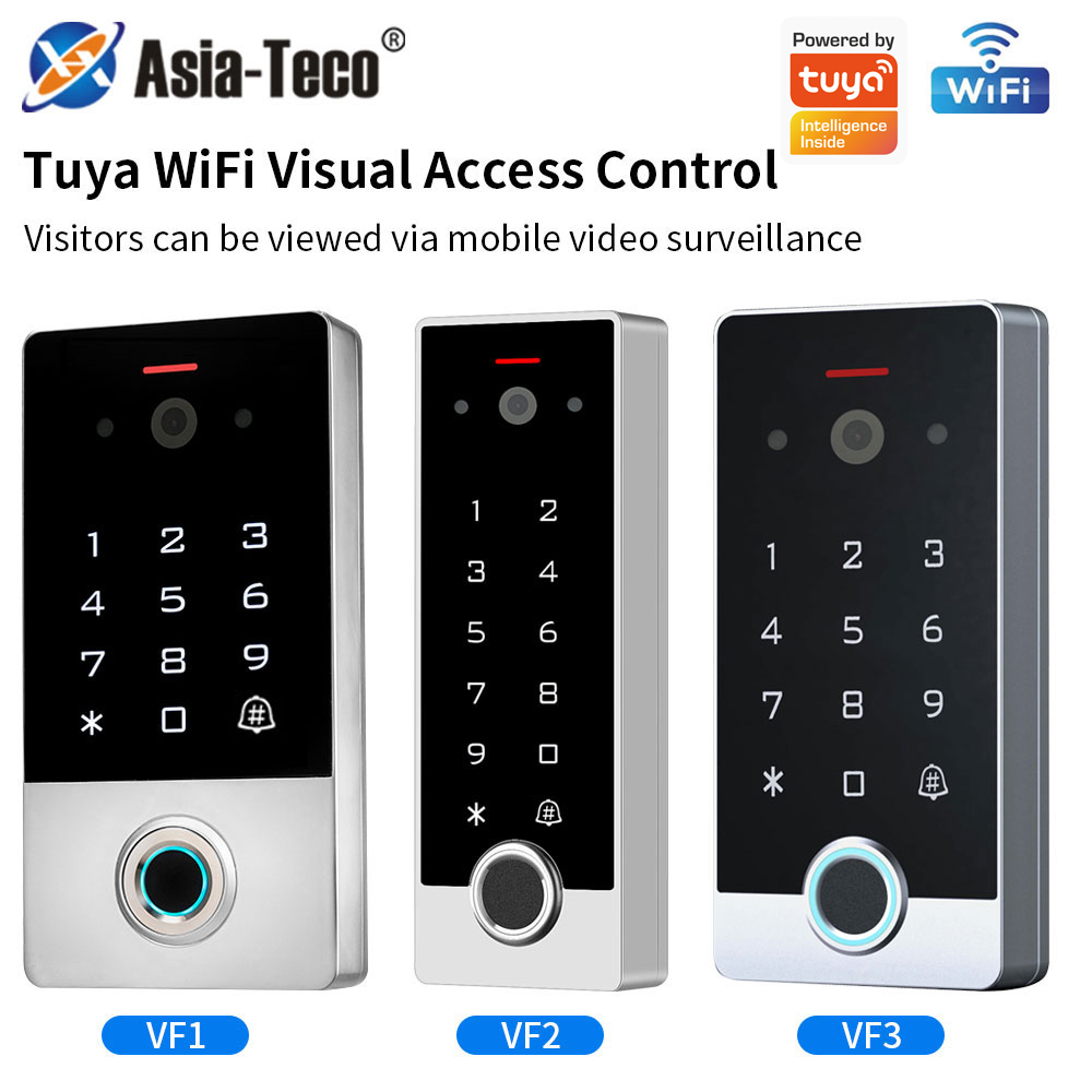 ビデオインターホン Wifi 指紋認証アクセス制御キーボードドアオープナーとモニターインターホンサポートなし tuya アプリ制御システム