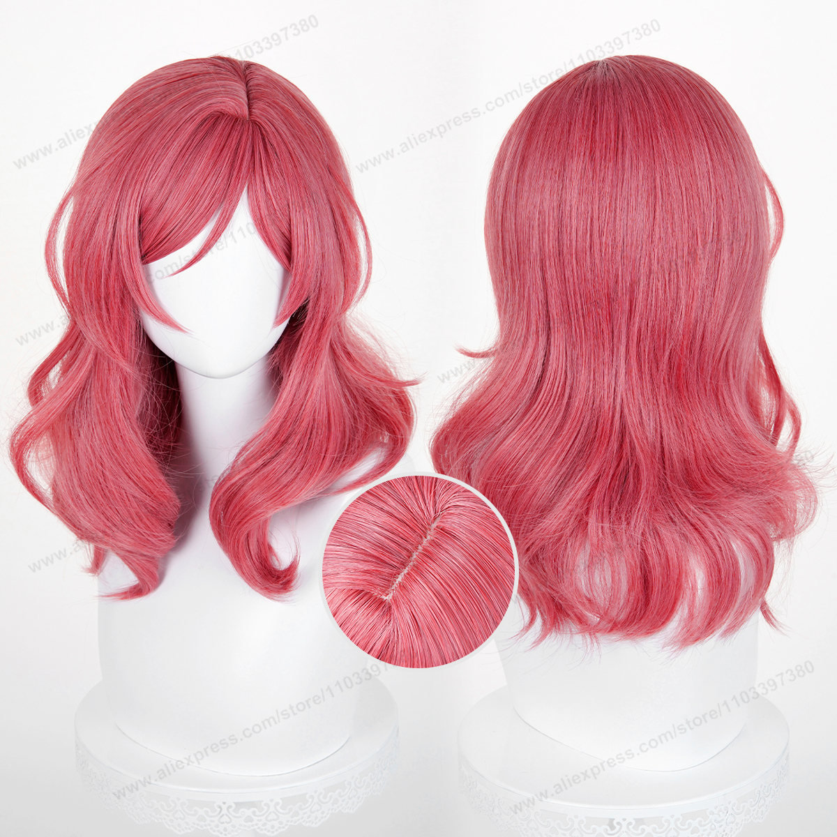 西木野真姫コスプレウィッグ人工毛 48 センチメートルローズレッド女性ウィッグアニメ耐熱ウィッグ