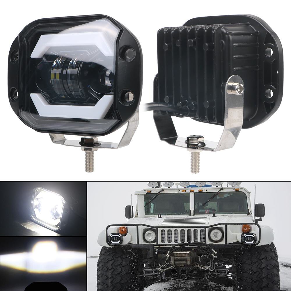 ジープトラック用オフロード4X4 SUVフラッシュマウントハイ/ロービーム12V DRL LEDヘッドライト運転作業灯5インチ車LEDスポットライト