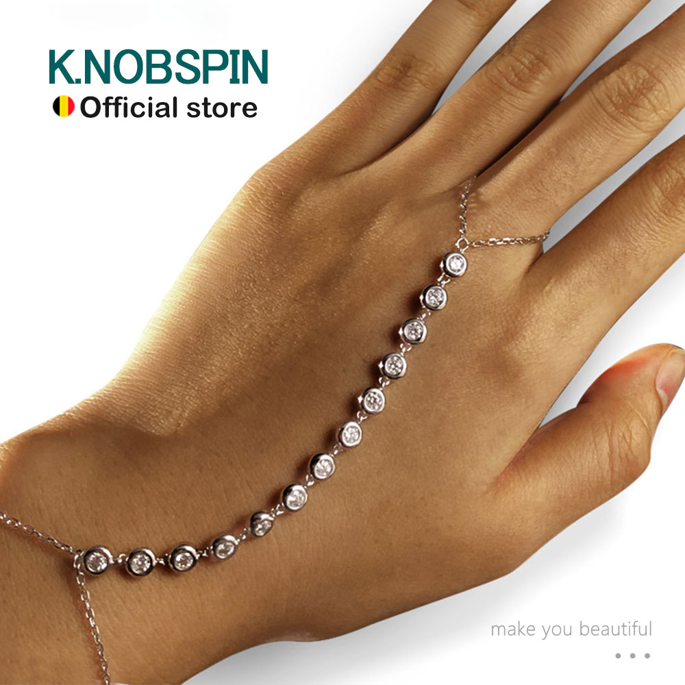 KNOBSPIN 3 ミリメートルモアッサナイトブレスレット女性ガールズ 15-20 センチメートル調節可能なチェーン 925 スターリングシルバーメッキ 18k 可憐なバブルブレスレット