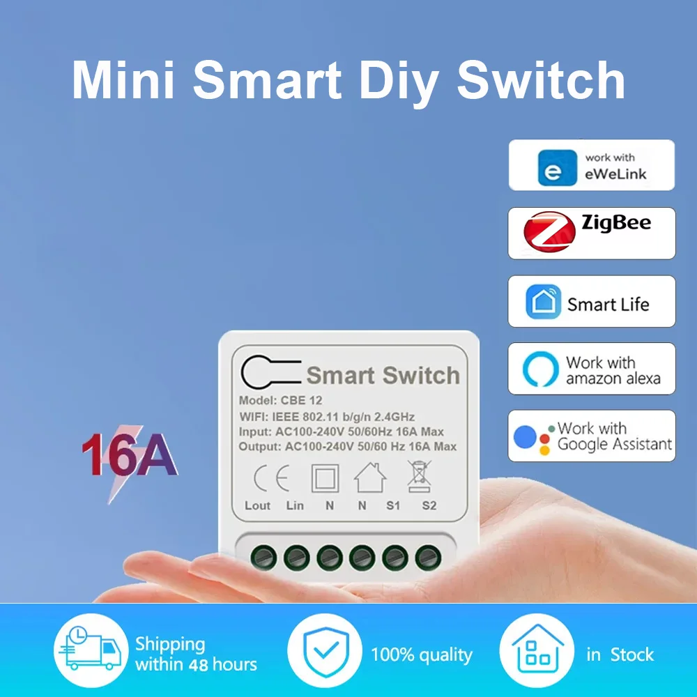 16A ミニ Wifi DIY ライトスイッチモジュール 2way 制御 eWelink Zigbee スマートホーム Alexa Google ホームアシスタント Yandex Salute で動作します