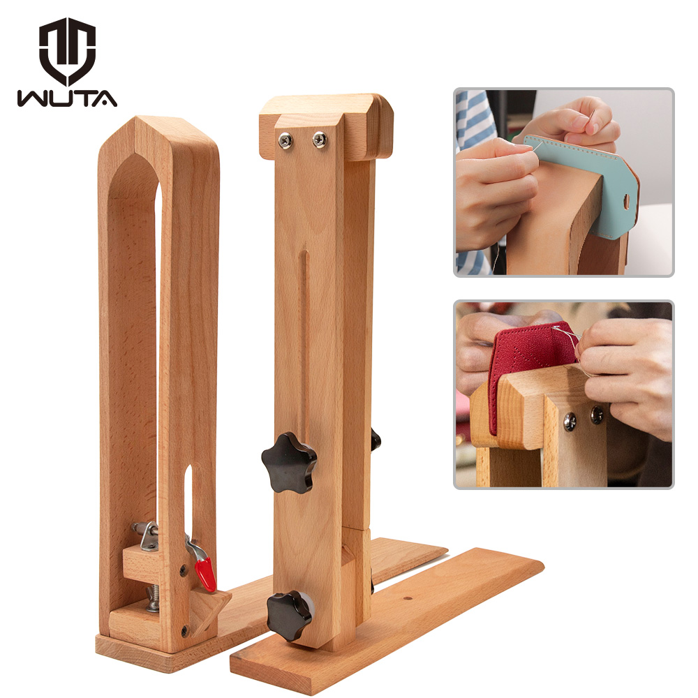 WUTA レザーステッチポニーハンドステッチ馬テーブルデスクトップ DIY 縫製クランプクラフト作業ツールブナ材 w/2 個革