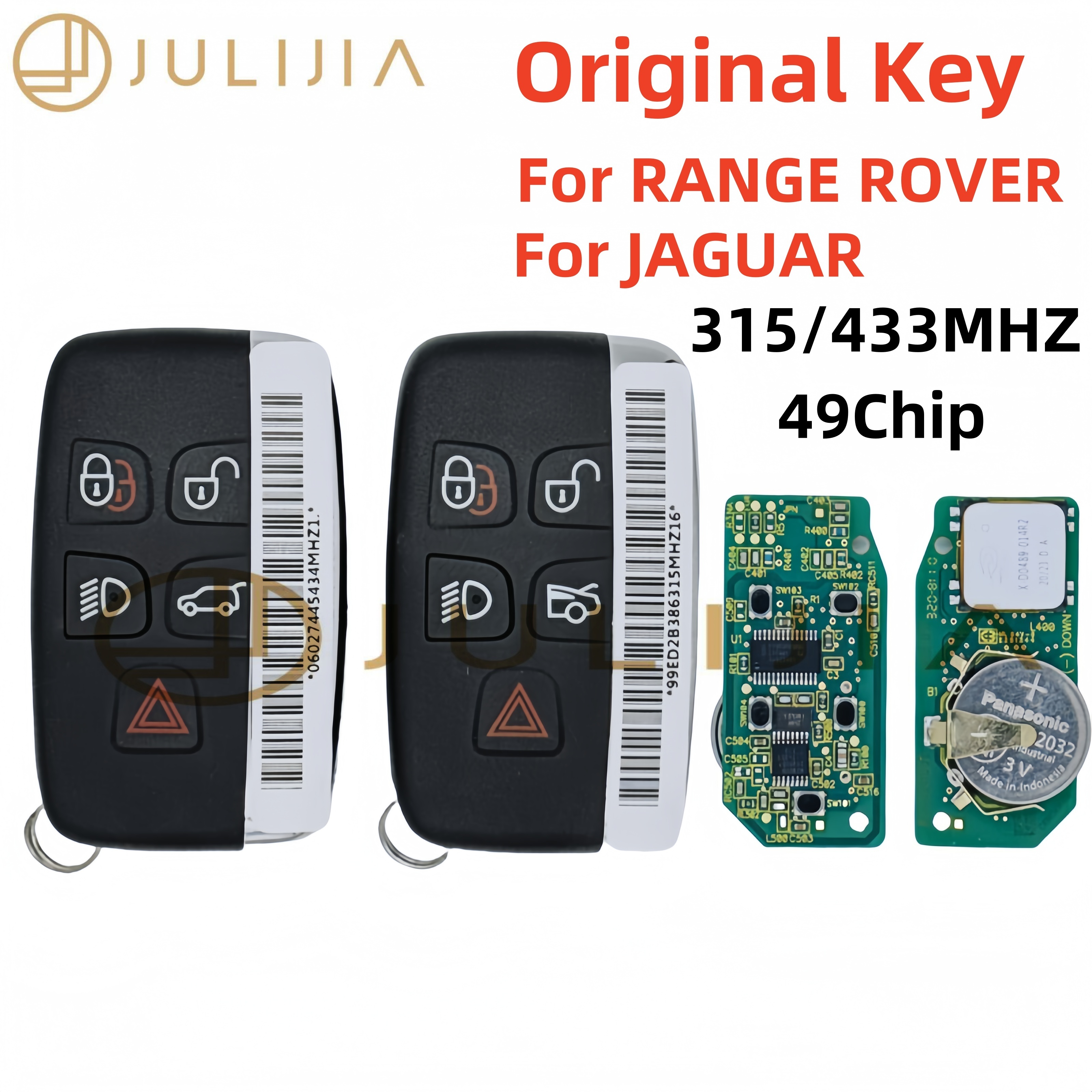 JULIJIA オリジナル OEM スマートリモートキーフォブ 315/434MHZ ランドローバーレンジローバースポーツ Evoque ヴォーグジャガー XJ Xe XF 2010-2020