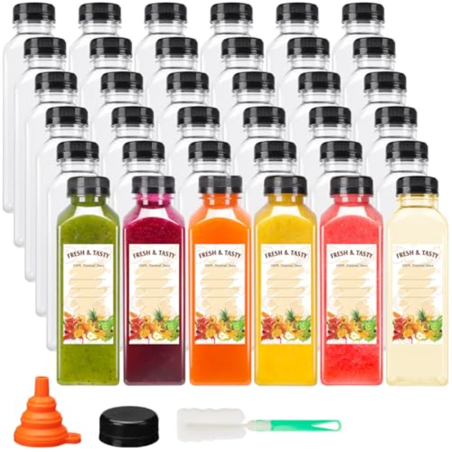 202636個 16オンス 空のプラスチックジュースボトル キャップ付き 再利用可能な透明バルク飲料容器 フレッシュジュースMiの包装に最適