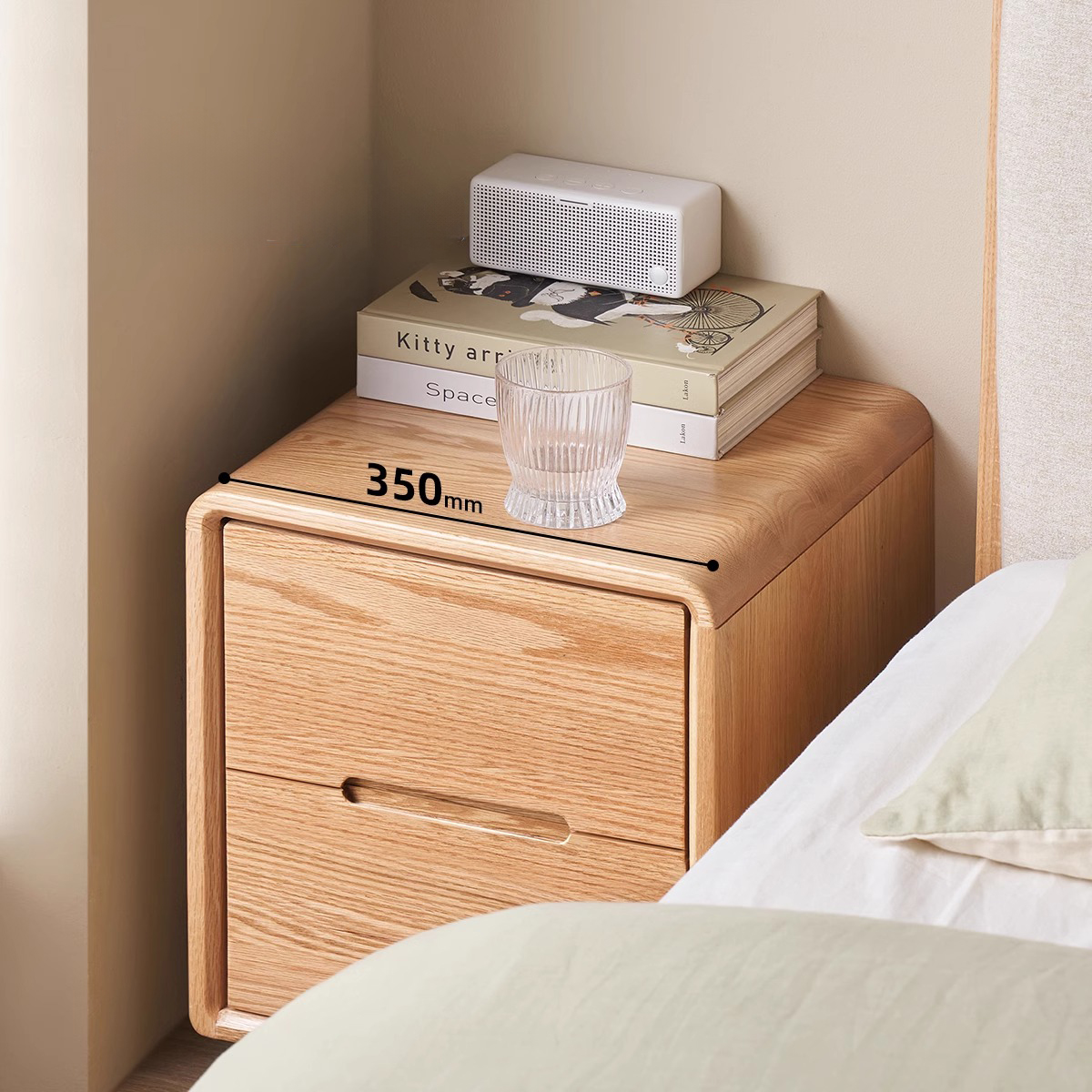 # Luxury Nordic Modern Style Solid Oak Bedside & Storage Cabinet& Nightstand With 2 Drawers