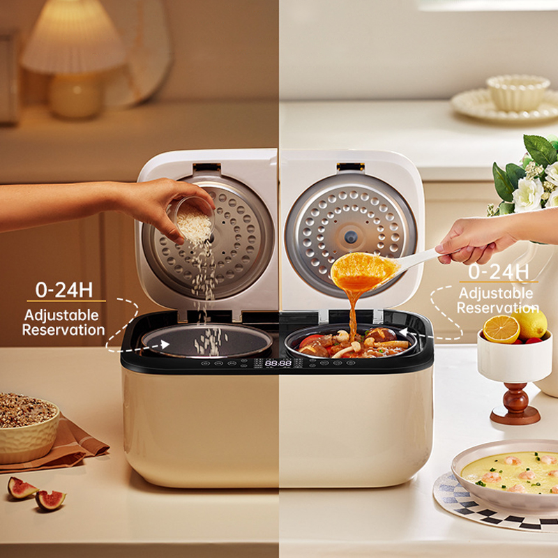 800 ワット炊飯器スマート温度制御マルチクッカーダブルポット電気炊飯器 24 時間タイマー自動保温ノンスティックコーティング