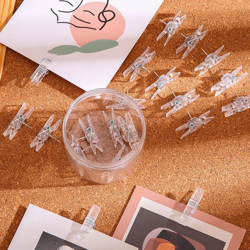 20個入り/箱 オフィス・学校用文房具・製図ピン 耐久性のあるプラスチック製画鋲クリップ
