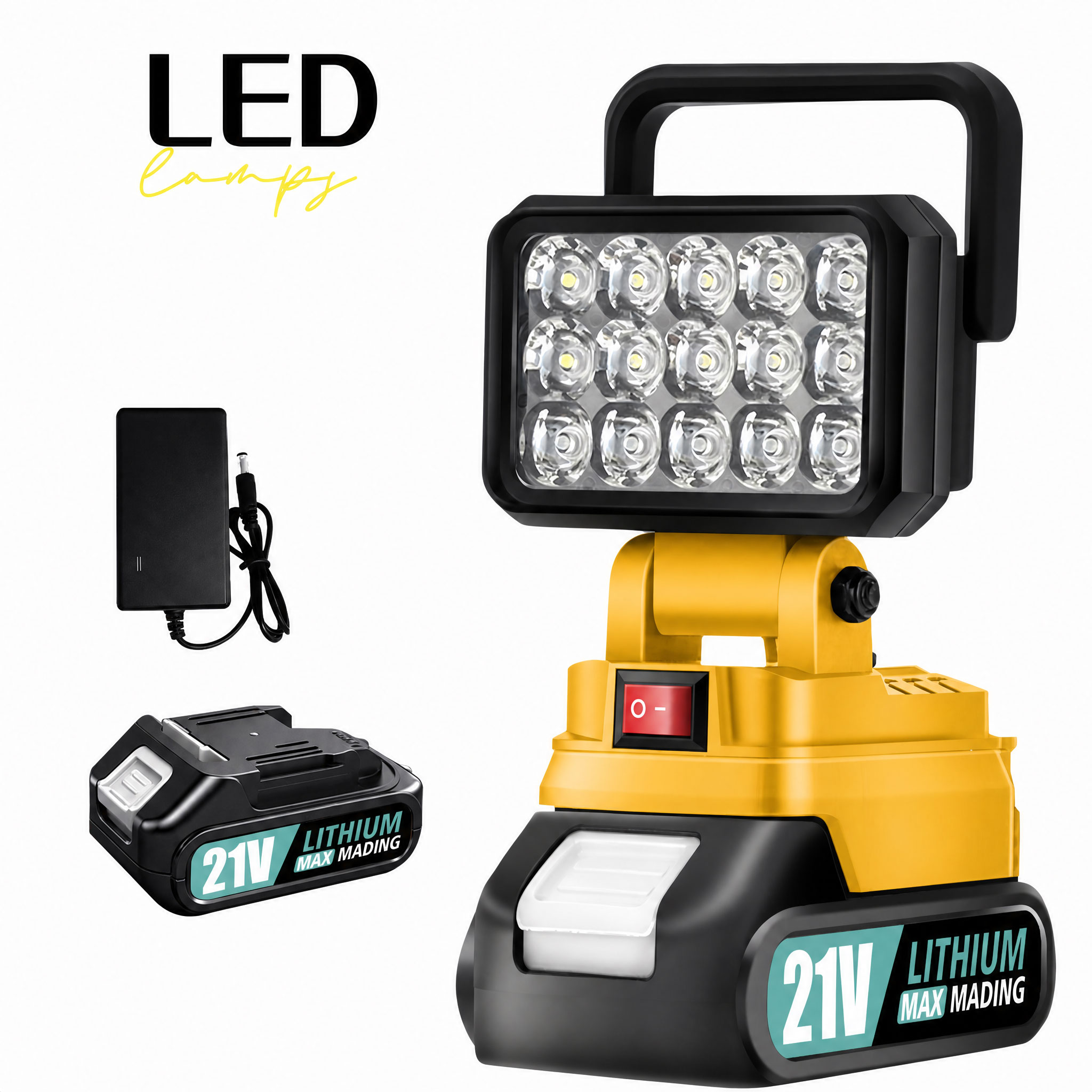 日本語: マキタバッテリーと互換性のある LED ワークライト、ワイヤレスポータブルフラッドライト、キャンプ緊急照明用多機能屋外懐中電灯、C 用高輝度ワイドビーム緊急ランプ