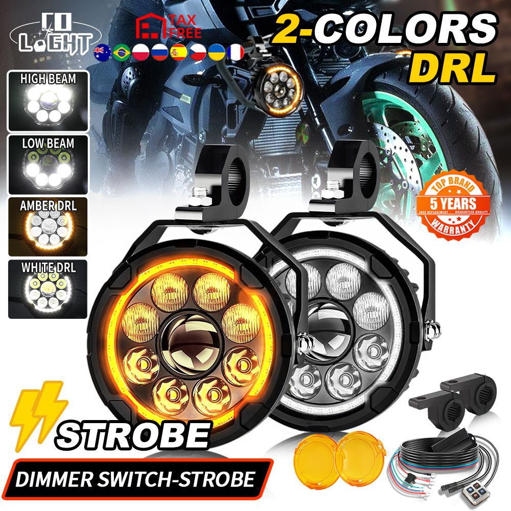 CO LIGHT 5 インチ LED オートバイフォグランプキット アンバー