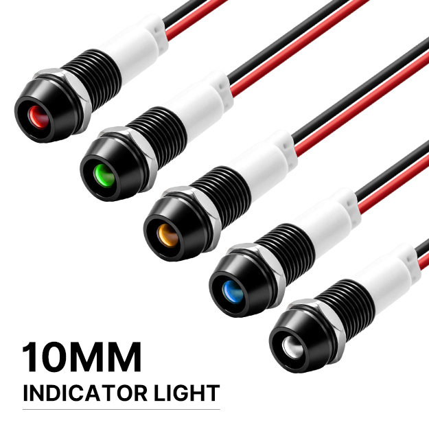 FILN 5/25 個 10 ミリメートル金属 LED インジケータライト IP67 防水低電力 Litts 12-24V ダッシュボード信号ランプ車マリンボート用