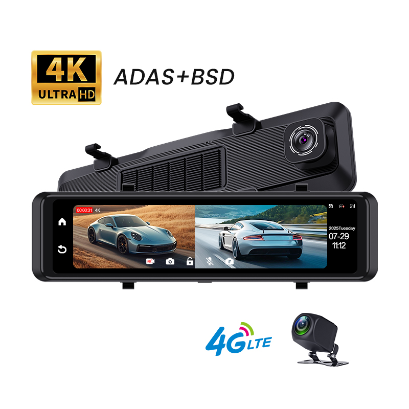4K 4G 3840*2160P 12 インチ車 DVR ダッシュカム WIFI GPS APP バックミラー 1080P 車カメラ、WDR、APP WIFI スーパーナイトビジョン