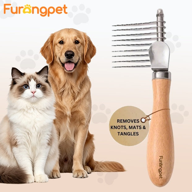 コームスムーズヘア犬ブラシ犬アクセサリー犬グルーミング機器ペットの毛リムーバー猫の毛コームグルーミング木製ハンドル猫