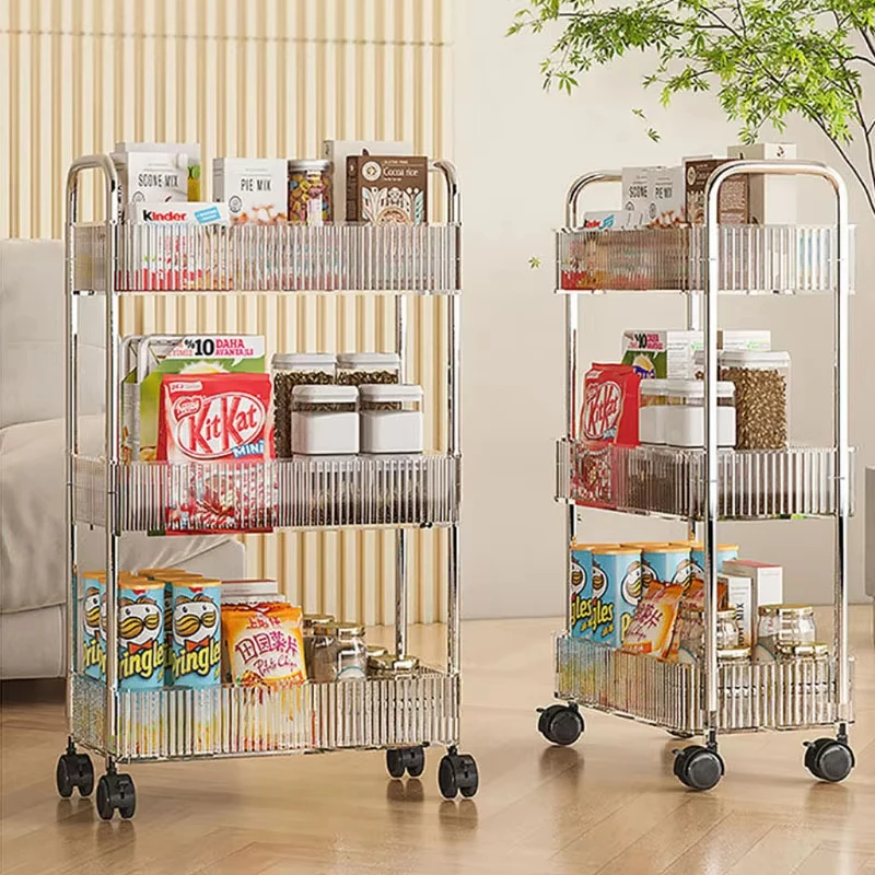 ホイール付き移動棚多層収納ラックホームトロリースナック化粧品雑貨オーガナイザー2/3/4段ローリングカート