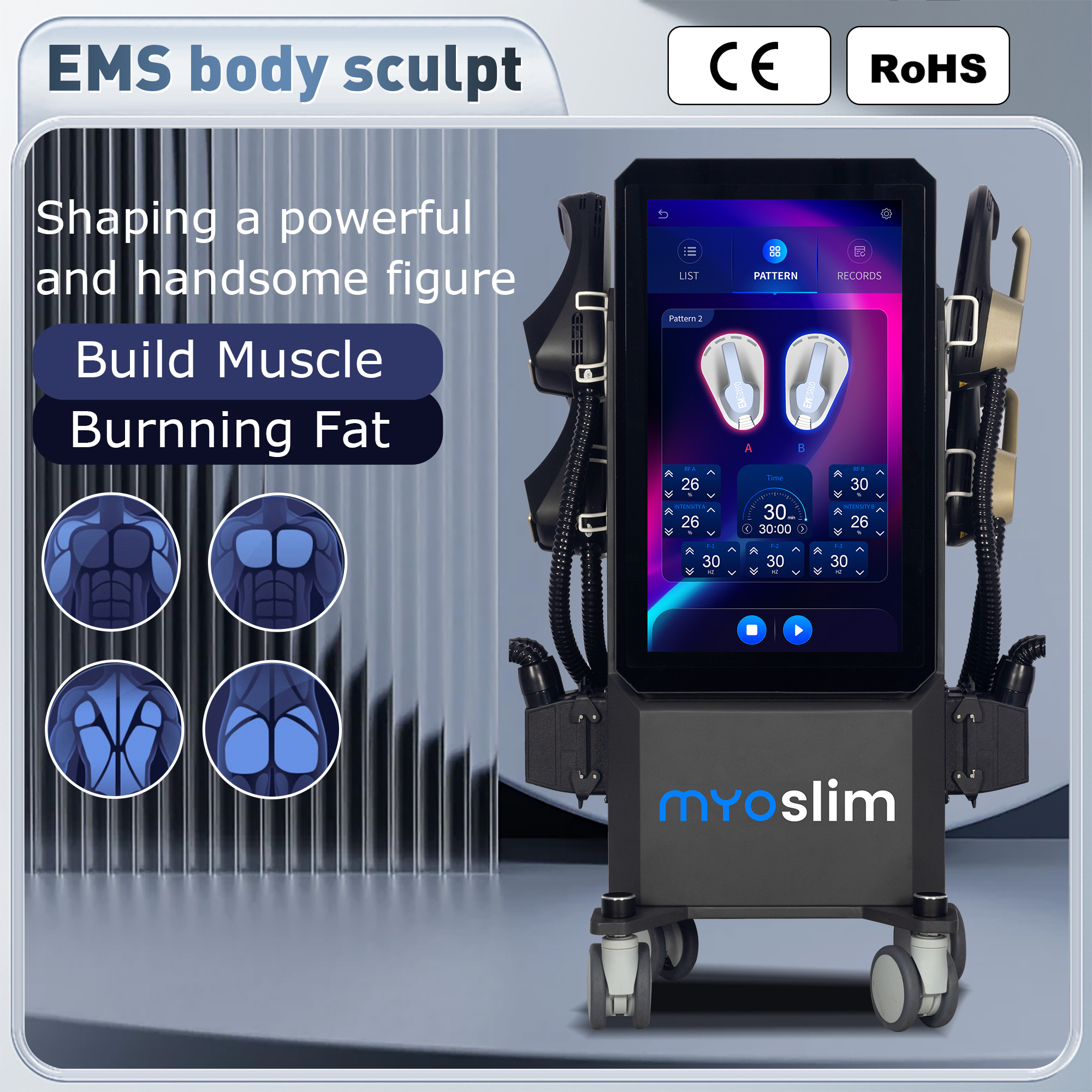 Myoslim 痩身マシン減量ノヴァマサジェアドレス筋肉電気筋肉刺激ボディスカルプトビルド