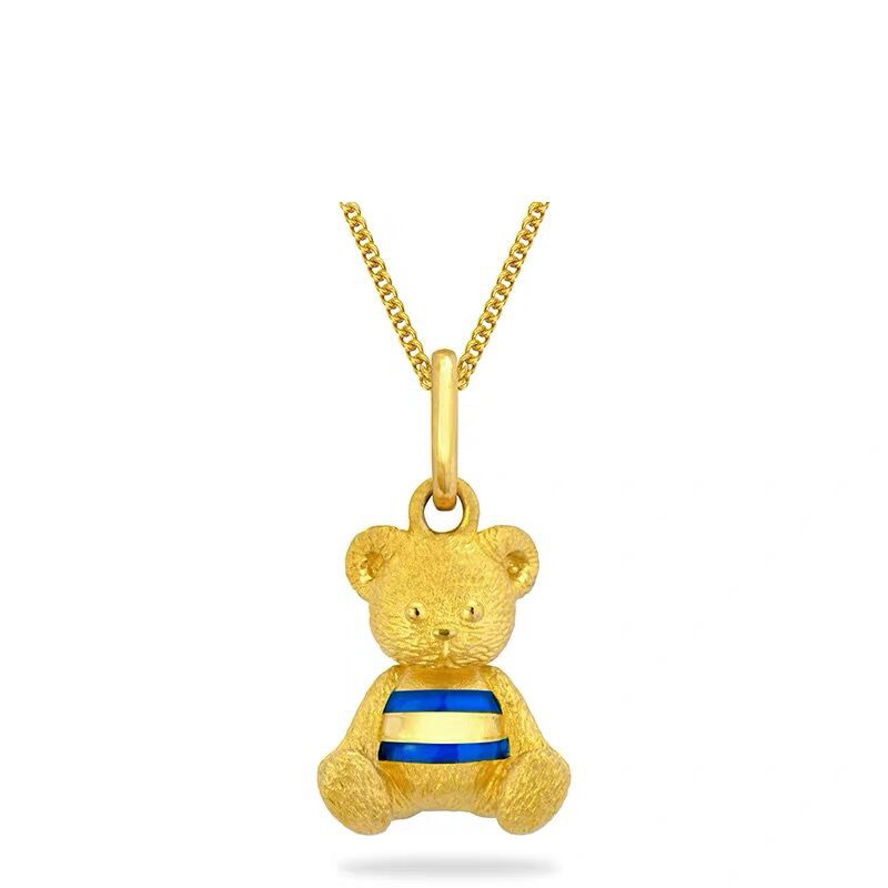 肌を白くするスリムでかわいいクマのペンダントネックレス、女性用 24K ゴールド AU999 |小さくて繊細、肌を明るくします