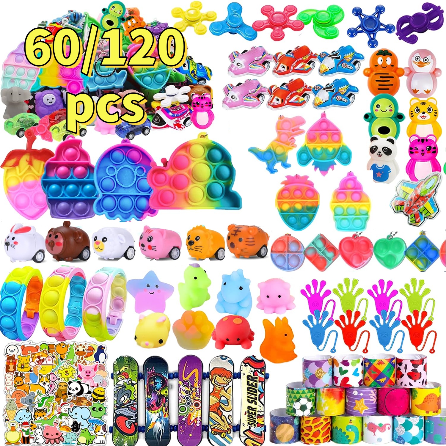 14～18歳の子供向けパーティー記念品60/120個、フィジェットトイ、ピニャータの詰め物、教室用の宝箱のおもちゃ、お菓子袋の詰め物