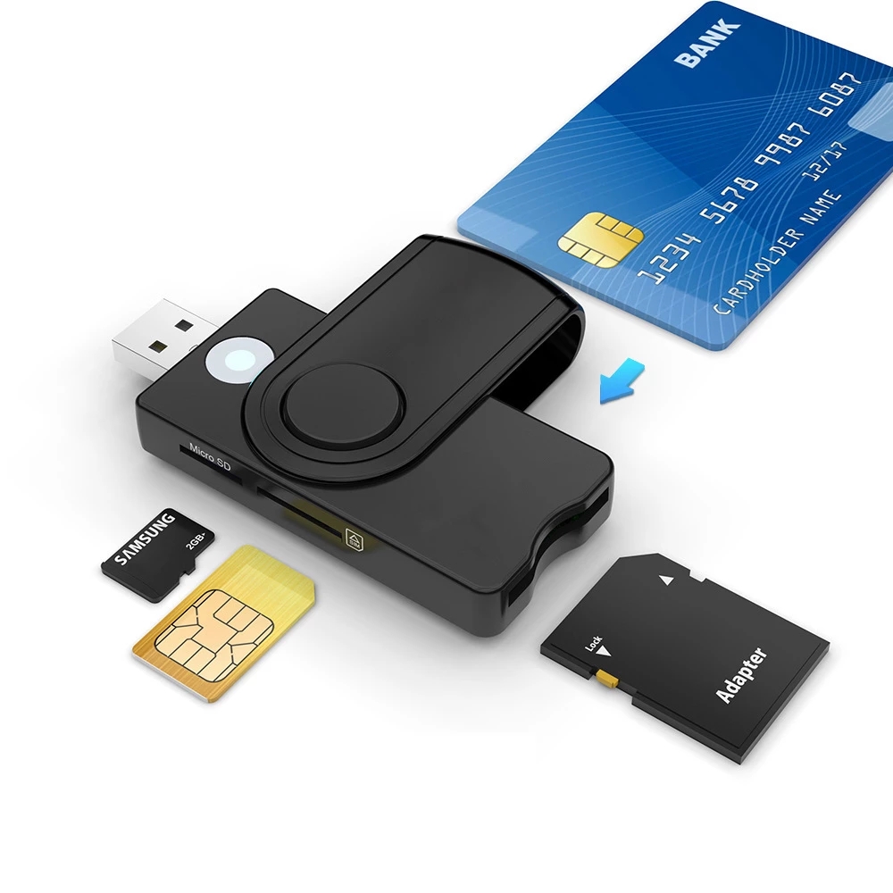 UTHAI Windows 7 8 10 Linux OS用、USB SIMスマートカードリーダー、銀行カード用IC / ID EMV SD TF MMCカードリーダーUSB-CCID ISO 7816