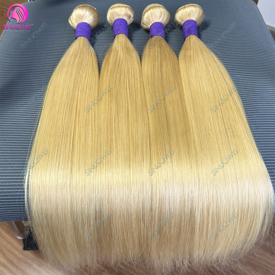 ハニーブロンド 613 ストレート人毛バンドル 1/3/4 ブラジルレミーヘアエクステンション 28 30 インチ生バージン人毛女性のための