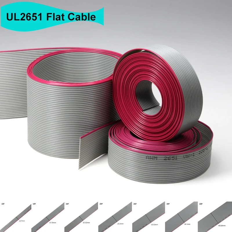 1 〜 20 メートル UL2651 フラットリボンケーブル 1.27 ミリメートル 28AWG グレーワイヤー 10 14 16 20 26 30 34 40 50 60 ピン 300V データケーブル 2.54 ミリメートル IDC コネクタ