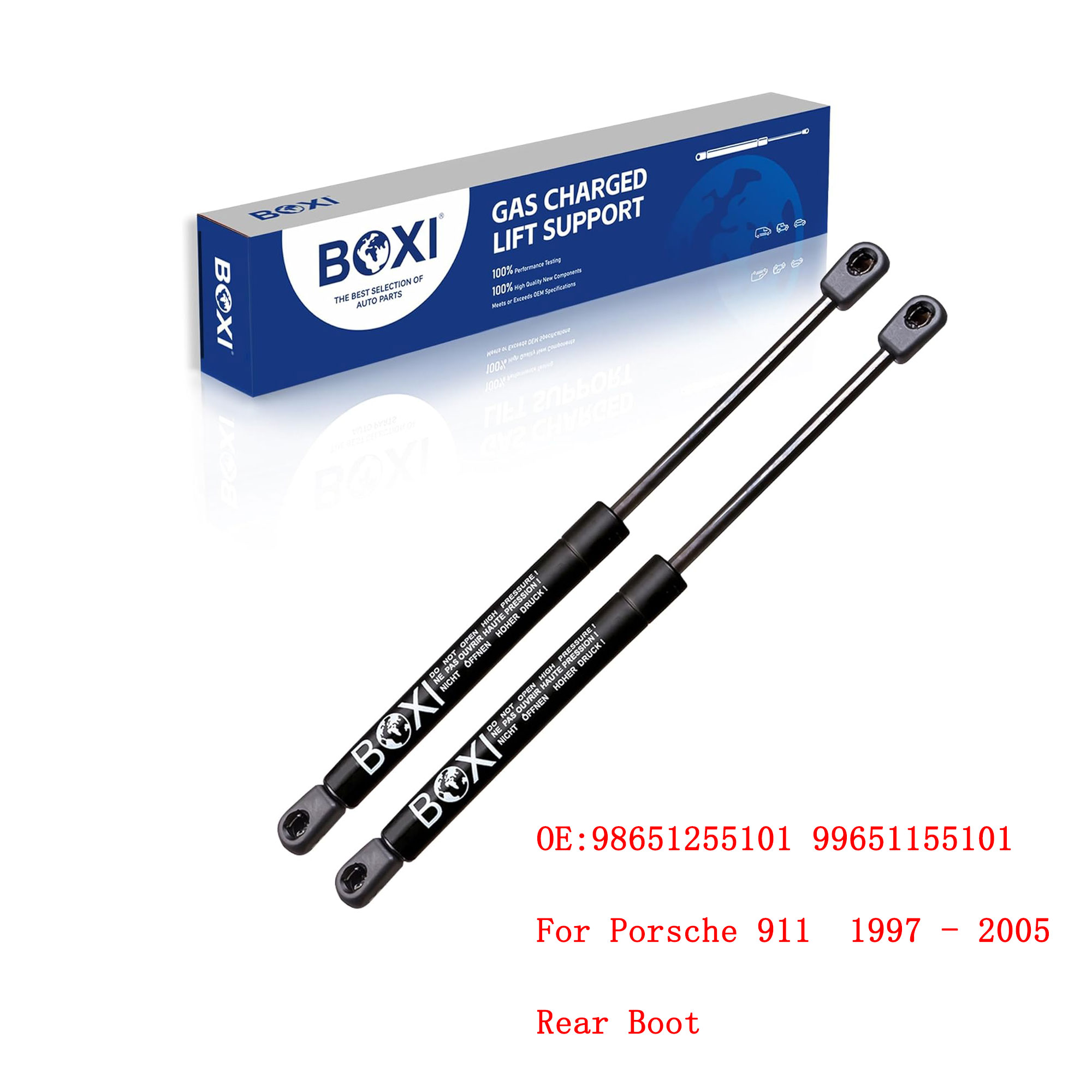 BOXI 2 個リアトランクガスストラットリフトサポートショック OEM 98651255101 99651155101 ポルシェ 911 1997 - 2005 ブーツリフトダンパー