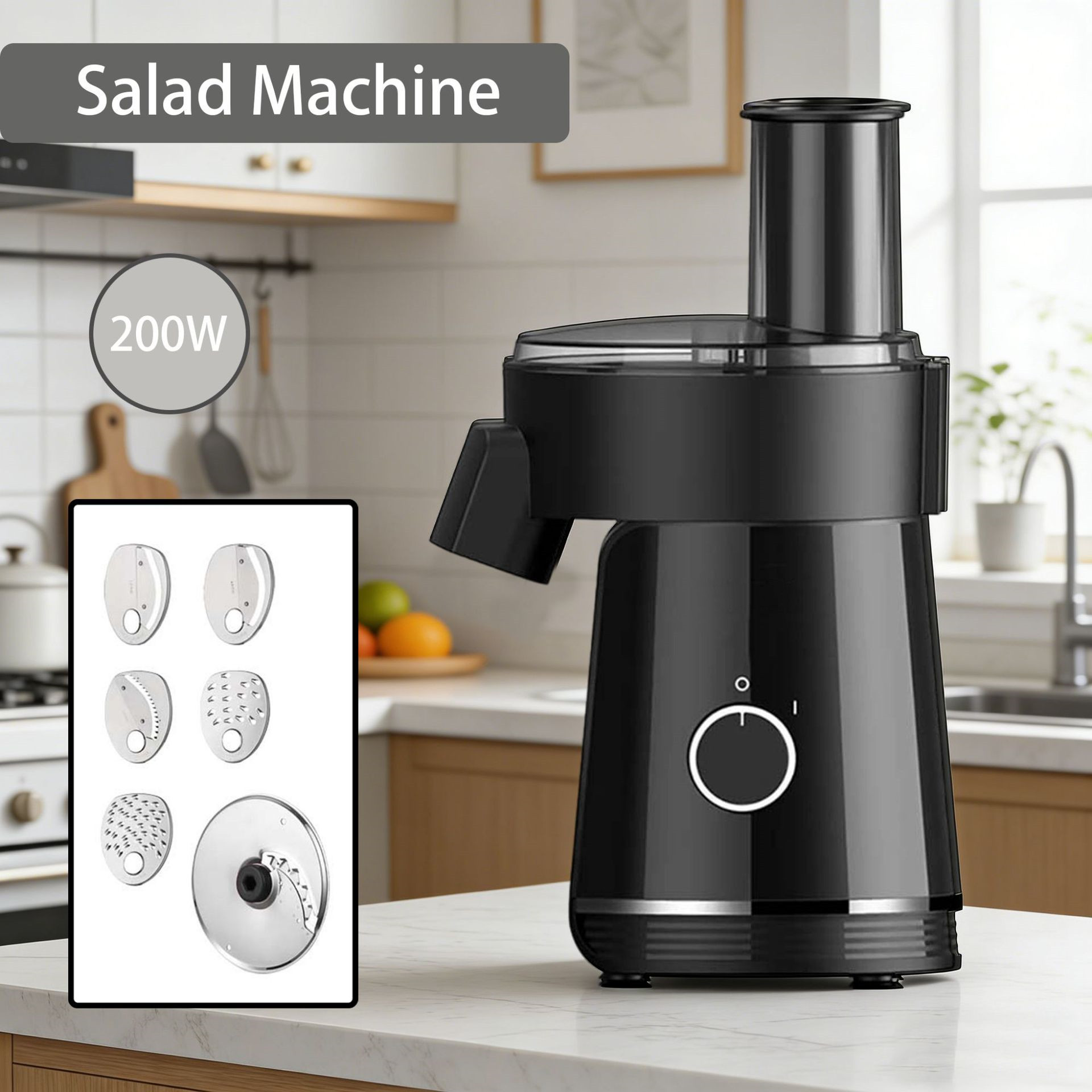 6-in-1 電動野菜チョッパー – スライス、ダイシング用の 200W 多機能フードプロセッサー コンパクト