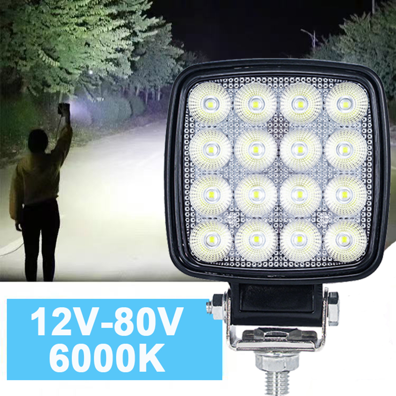 1PC 4 インチ 48 ワット LED ワークライト 12 V 24 V 48 V 、 6000 K フラッドビーム掘削機トラクター ATV UTV オフロードトラック LED 補助ライト