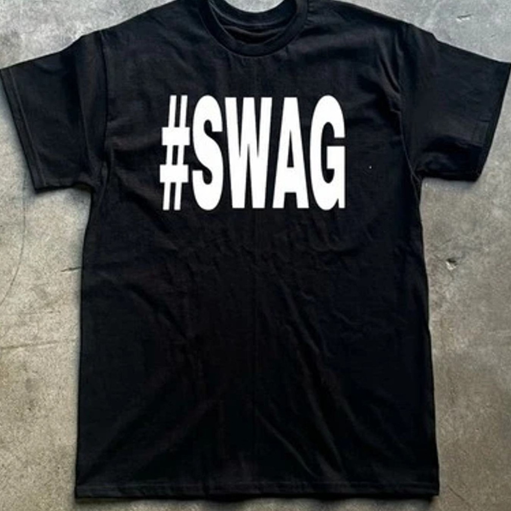 Swag Y2K Tシャツ メンズ カジュアル クルーネック やや伸縮性のある生地 レギュラーフィット プリントパターン オールシーズン対応