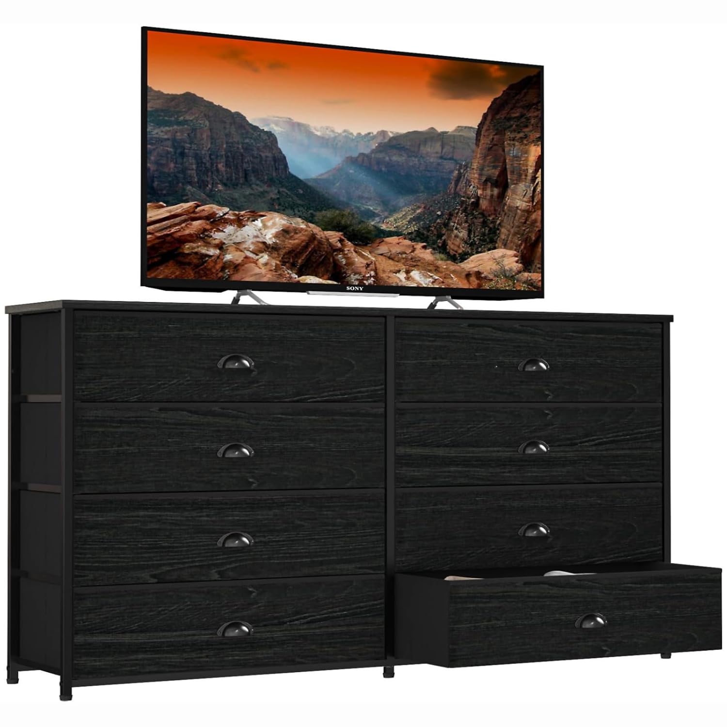 8つのファブリック引き出し付きワイドドレッサー、55インチテレビ用の収納付きTVエンターテイメントセンター、大きな引き出しチェスト、カスタマイズ