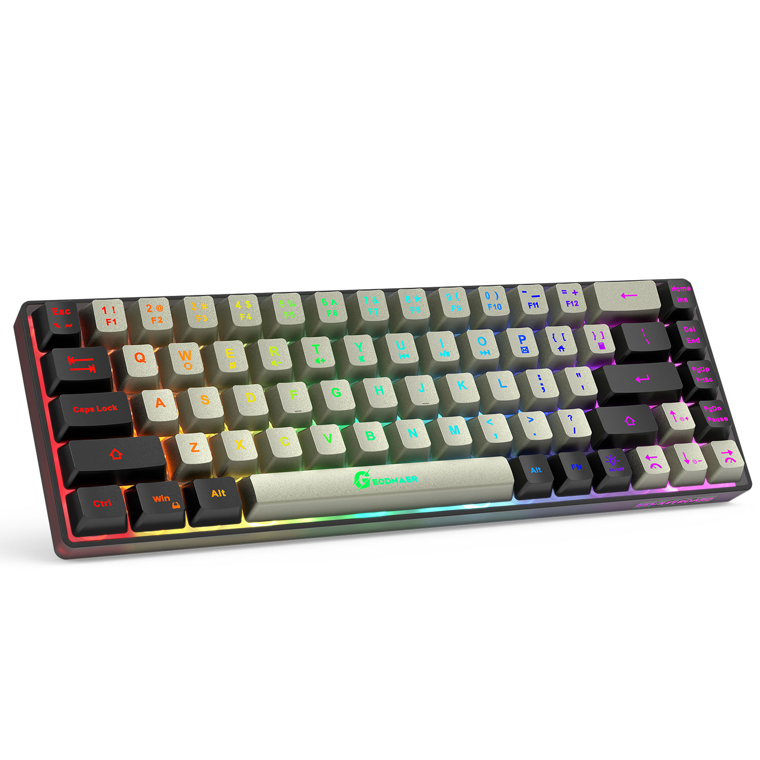 GEODMAER ワイヤレスゲーミングキーボード充電式バックライト付きゲーミングキーボード 68 キーメンブレンキーボード PC 用英語/スペイン語レイアウト