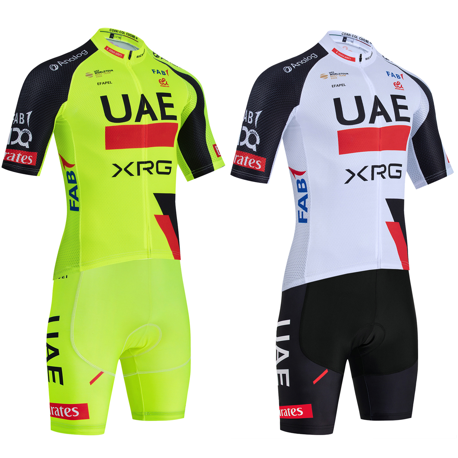 新 2026 チームフライサイクリングジャージ UAE バイク Tシャツショーツセット男性女性 Ropa Ciclismo クイックドライ自転車ジャージ服