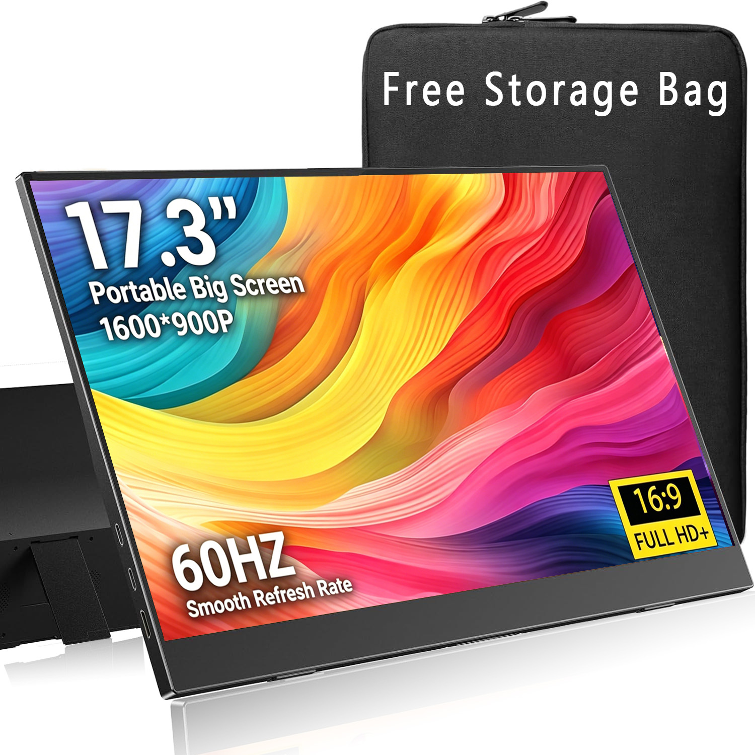 17.3 インチ 1600*900P HD ポータブルモニター 72%sRGB IPS 16:9 1000:1 250Nits タイプ C ミニ HDMI 付き電話ラップトップ TV PS4/5 XBox