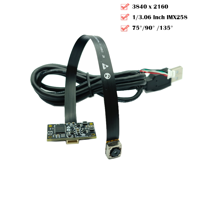 IMX258 4K 12MP HD USB2.0 カメラモジュール オートフォーカス 75/90/135 度 UVC 準拠、産業用アプリケーション向けプラグアンドプレイ