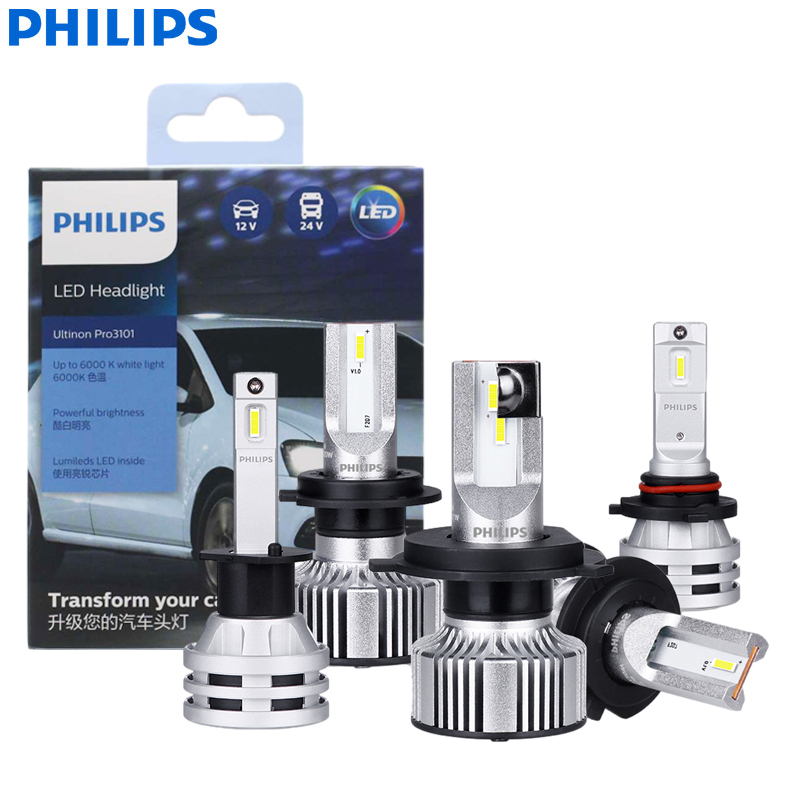 フィリップス LED H1 H3 H4 H7 H11 Ultinon Pro3101 12V/24V 6000K ブライトホワイト HB3 9005 HB4 9006 HIR2 9012 オートヘッドライト LED ランプ、2x