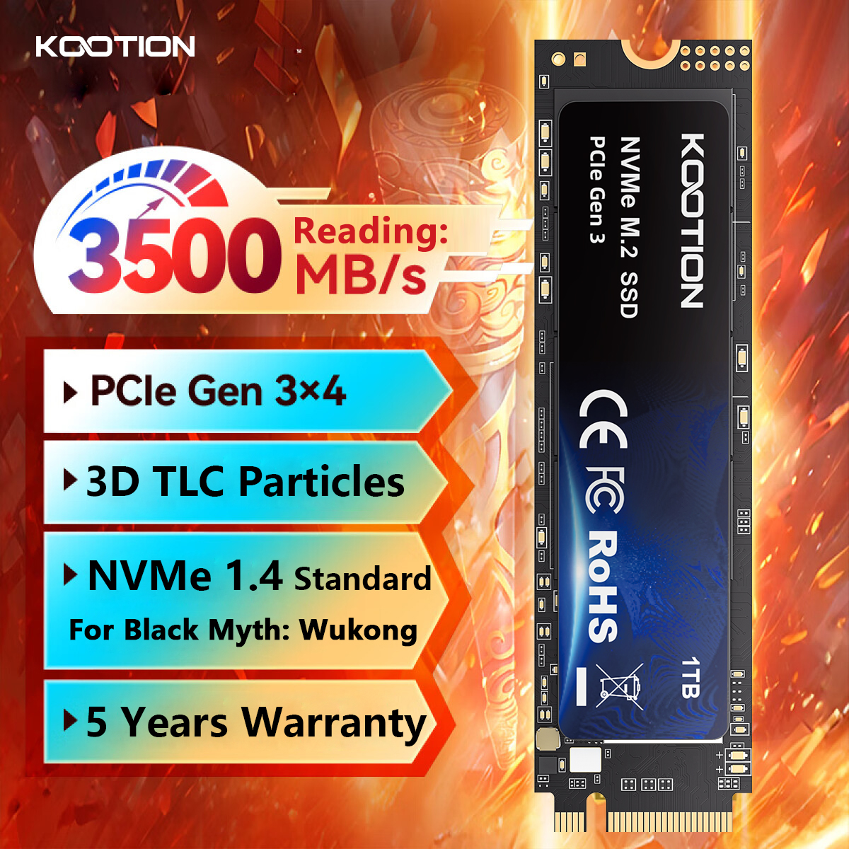 KOOTION SSD NVMe M.2 2280 2TB 1TB 512GB 256GB 内蔵ソリッドステートハードディスク PCIe 3.0x4 Gen3 M2 SSD ドライブ PC ラップトップデスクトップ用